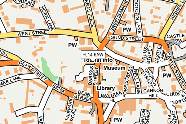 PL14 6AW map - OS OpenMap – Local (Ordnance Survey) PL14 6AW map - OS OpenMap – Local (Ordnance Survey)