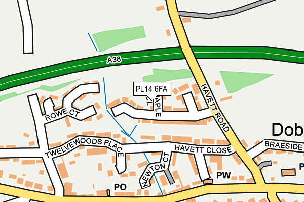PL14 6FA map - OS OpenMap – Local (Ordnance Survey) PL14 6FA map - OS OpenMap – Local (Ordnance Survey)