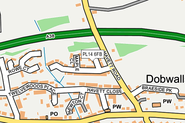 PL14 6FB map - OS OpenMap – Local (Ordnance Survey) PL14 6FB map - OS OpenMap – Local (Ordnance Survey)