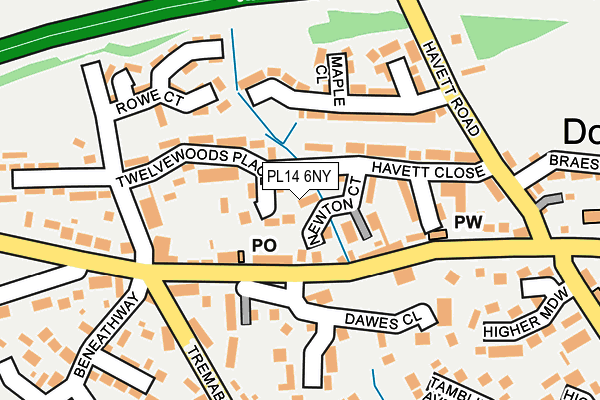 PL14 6NY map - OS OpenMap – Local (Ordnance Survey) PL14 6NY map - OS OpenMap – Local (Ordnance Survey)