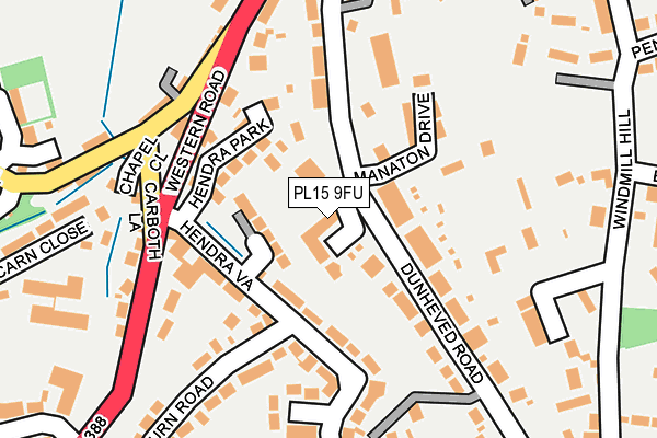PL15 9FU map - OS OpenMap – Local (Ordnance Survey) PL15 9FU map - OS OpenMap – Local (Ordnance Survey)