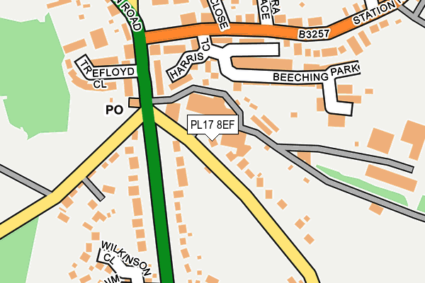 PL17 8EF map - OS OpenMap – Local (Ordnance Survey) PL17 8EF map - OS OpenMap – Local (Ordnance Survey)