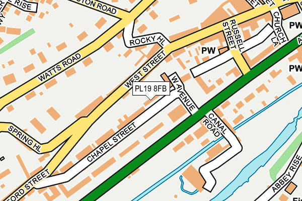 PL19 8FB map - OS OpenMap – Local (Ordnance Survey) PL19 8FB map - OS OpenMap – Local (Ordnance Survey)