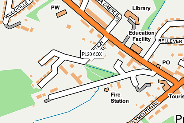 PL20 6QX map - OS OpenMap – Local (Ordnance Survey) PL20 6QX map - OS OpenMap – Local (Ordnance Survey)