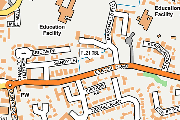 PL21 0BL map - OS OpenMap – Local (Ordnance Survey) PL21 0BL map - OS OpenMap – Local (Ordnance Survey)