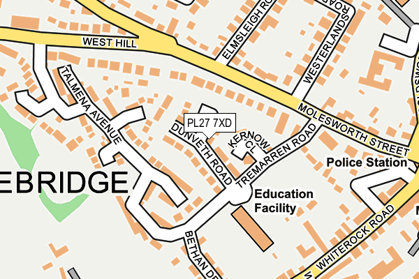 PL27 7XD map - OS OpenMap – Local (Ordnance Survey) PL27 7XD map - OS OpenMap – Local (Ordnance Survey)