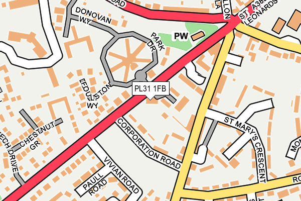 PL31 1FB map - OS OpenMap – Local (Ordnance Survey) PL31 1FB map - OS OpenMap – Local (Ordnance Survey)
