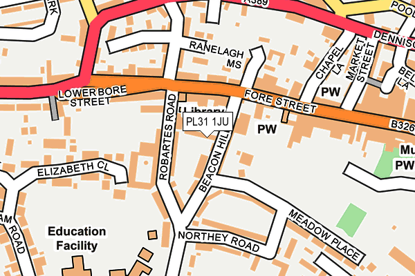 PL31 1JU map - OS OpenMap – Local (Ordnance Survey) PL31 1JU map - OS OpenMap – Local (Ordnance Survey)