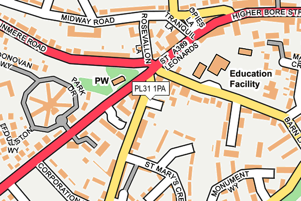 PL31 1PA map - OS OpenMap – Local (Ordnance Survey) PL31 1PA map - OS OpenMap – Local (Ordnance Survey)