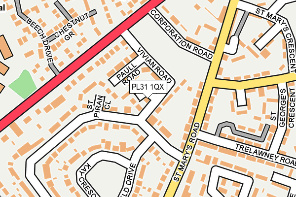 PL31 1QX map - OS OpenMap – Local (Ordnance Survey) PL31 1QX map - OS OpenMap – Local (Ordnance Survey)