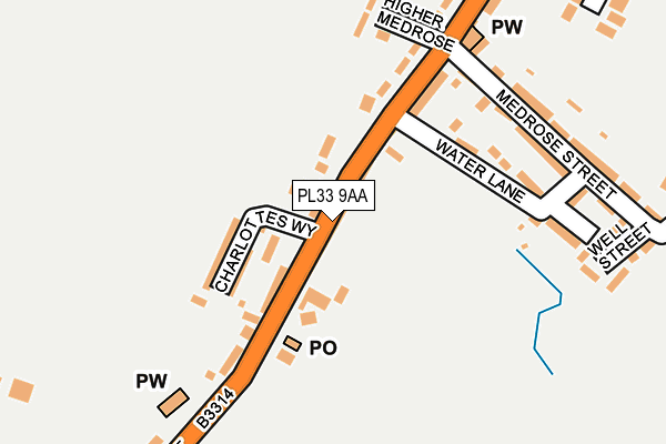 PL33 9AA map - OS OpenMap – Local (Ordnance Survey) PL33 9AA map - OS OpenMap – Local (Ordnance Survey)