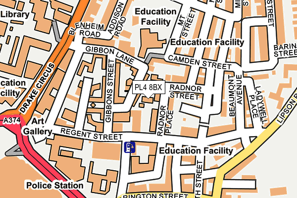 PL4 8BX map - OS OpenMap – Local (Ordnance Survey) PL4 8BX map - OS OpenMap – Local (Ordnance Survey)