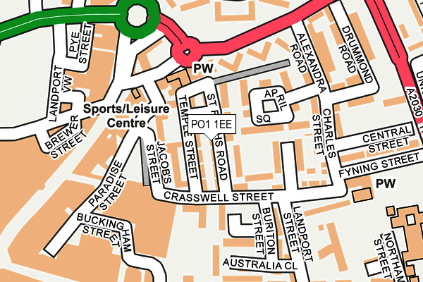 PO1 1EE map - OS OpenMap – Local (Ordnance Survey) PO1 1EE map - OS OpenMap – Local (Ordnance Survey)