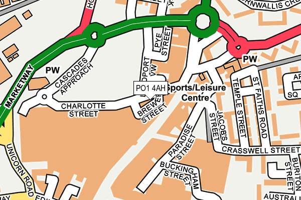 PO1 4AH map - OS OpenMap – Local (Ordnance Survey) PO1 4AH map - OS OpenMap – Local (Ordnance Survey)