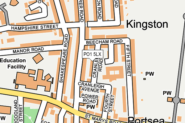 PO1 5LX map - OS OpenMap – Local (Ordnance Survey) PO1 5LX map - OS OpenMap – Local (Ordnance Survey)