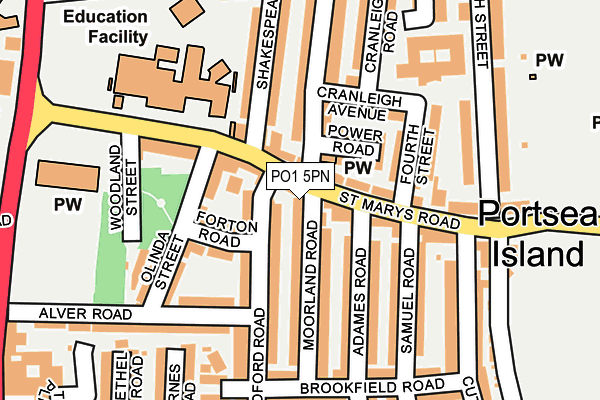 PO1 5PN map - OS OpenMap – Local (Ordnance Survey) PO1 5PN map - OS OpenMap – Local (Ordnance Survey)