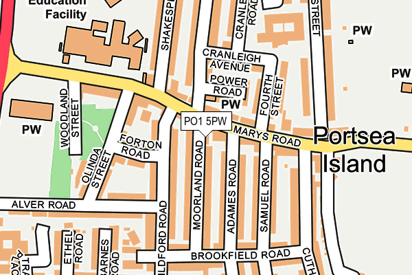 PO1 5PW map - OS OpenMap – Local (Ordnance Survey) PO1 5PW map - OS OpenMap – Local (Ordnance Survey)