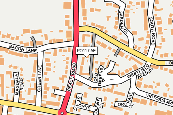 PO11 0AE map - OS OpenMap – Local (Ordnance Survey) PO11 0AE map - OS OpenMap – Local (Ordnance Survey)