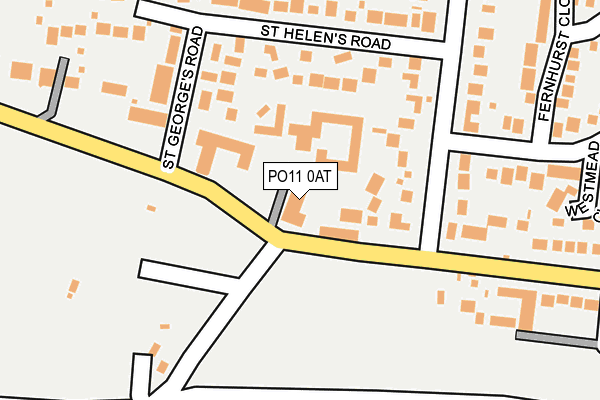 PO11 0AT map - OS OpenMap – Local (Ordnance Survey) PO11 0AT map - OS OpenMap – Local (Ordnance Survey)