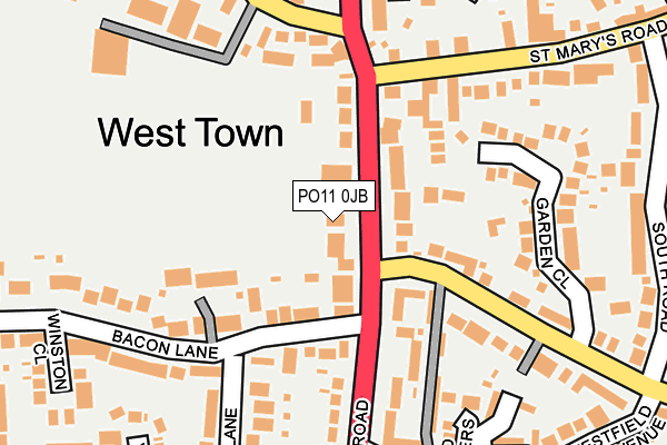 PO11 0JB map - OS OpenMap – Local (Ordnance Survey) PO11 0JB map - OS OpenMap – Local (Ordnance Survey)