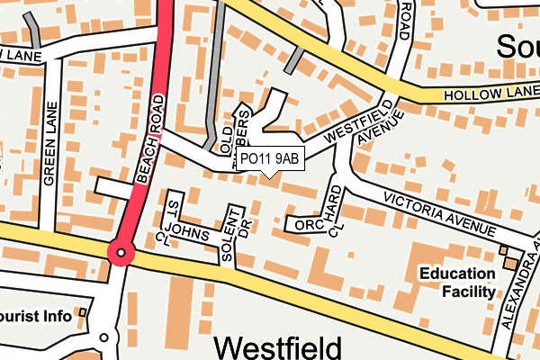 PO11 9AB map - OS OpenMap – Local (Ordnance Survey) PO11 9AB map - OS OpenMap – Local (Ordnance Survey)