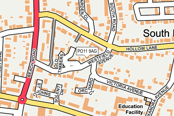 PO11 9AG map - OS OpenMap – Local (Ordnance Survey)