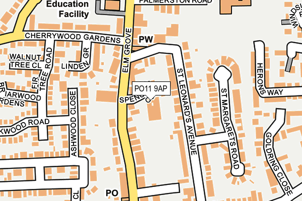 PO11 9AP map - OS OpenMap – Local (Ordnance Survey) PO11 9AP map - OS OpenMap – Local (Ordnance Survey)