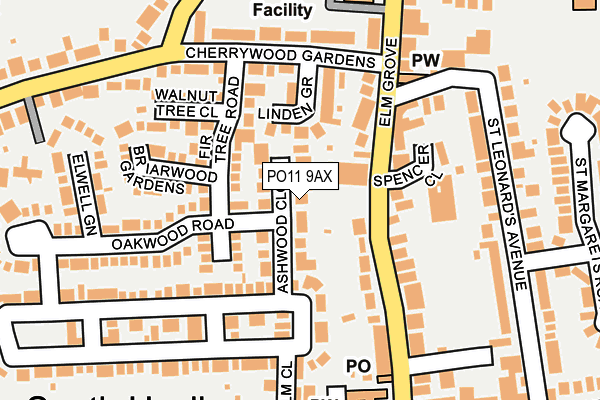 PO11 9AX map - OS OpenMap – Local (Ordnance Survey) PO11 9AX map - OS OpenMap – Local (Ordnance Survey)