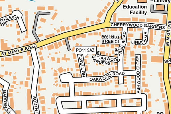 PO11 9AZ map - OS OpenMap – Local (Ordnance Survey) PO11 9AZ map - OS OpenMap – Local (Ordnance Survey)
