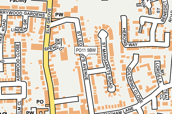 PO11 9BW map - OS OpenMap – Local (Ordnance Survey) PO11 9BW map - OS OpenMap – Local (Ordnance Survey)