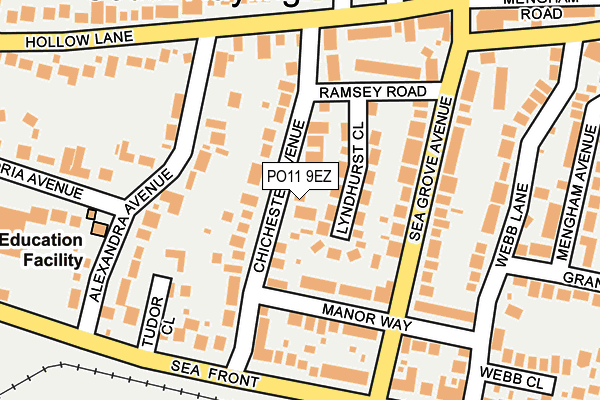PO11 9EZ map - OS OpenMap – Local (Ordnance Survey)
