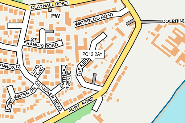 PO12 2AY map - OS OpenMap – Local (Ordnance Survey) PO12 2AY map - OS OpenMap – Local (Ordnance Survey)