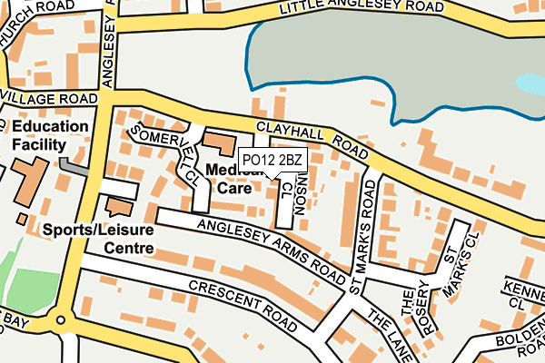 PO12 2BZ map - OS OpenMap – Local (Ordnance Survey)