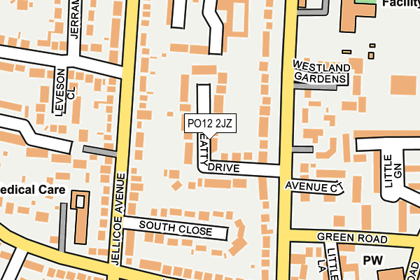 PO12 2JZ map - OS OpenMap – Local (Ordnance Survey)