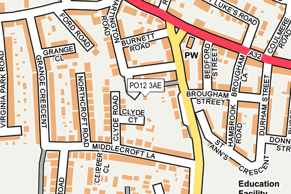 PO12 3AE map - OS OpenMap – Local (Ordnance Survey) PO12 3AE map - OS OpenMap – Local (Ordnance Survey)