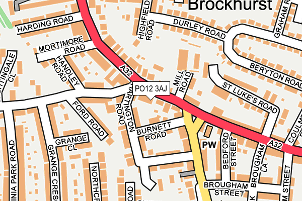 PO12 3AJ map - OS OpenMap – Local (Ordnance Survey)