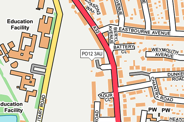 PO12 3AU map - OS OpenMap – Local (Ordnance Survey) PO12 3AU map - OS OpenMap – Local (Ordnance Survey)