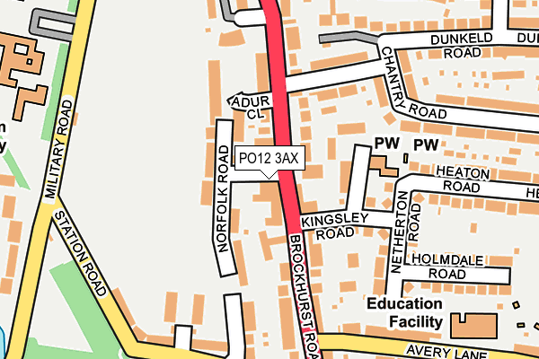 PO12 3AX map - OS OpenMap – Local (Ordnance Survey) PO12 3AX map - OS OpenMap – Local (Ordnance Survey)