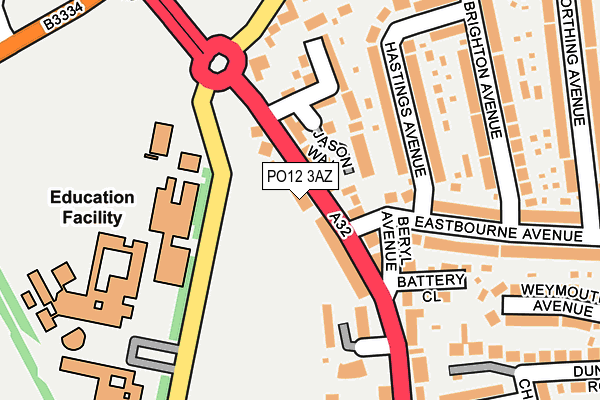 PO12 3AZ map - OS OpenMap – Local (Ordnance Survey) PO12 3AZ map - OS OpenMap – Local (Ordnance Survey)