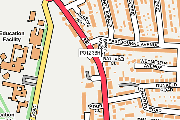 PO12 3BH map - OS OpenMap – Local (Ordnance Survey) PO12 3BH map - OS OpenMap – Local (Ordnance Survey)