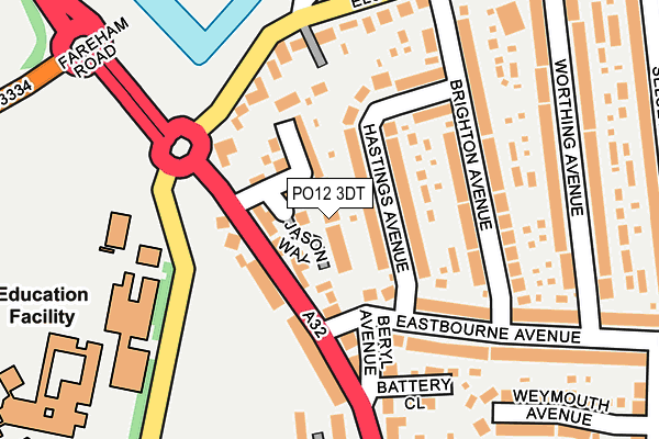 PO12 3DT map - OS OpenMap – Local (Ordnance Survey) PO12 3DT map - OS OpenMap – Local (Ordnance Survey)