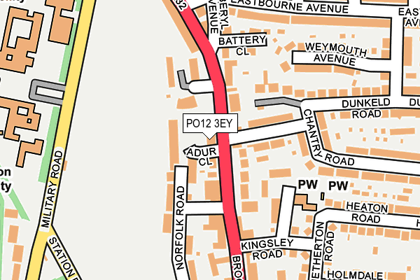 PO12 3EY map - OS OpenMap – Local (Ordnance Survey) PO12 3EY map - OS OpenMap – Local (Ordnance Survey)