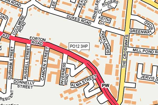 PO12 3HP map - OS OpenMap – Local (Ordnance Survey) PO12 3HP map - OS OpenMap – Local (Ordnance Survey)