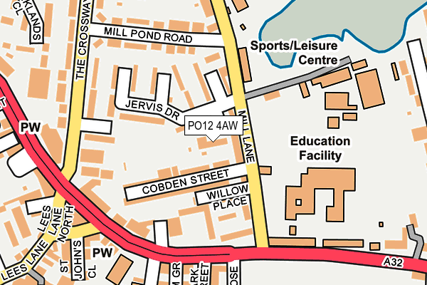 PO12 4AW map - OS OpenMap – Local (Ordnance Survey) PO12 4AW map - OS OpenMap – Local (Ordnance Survey)