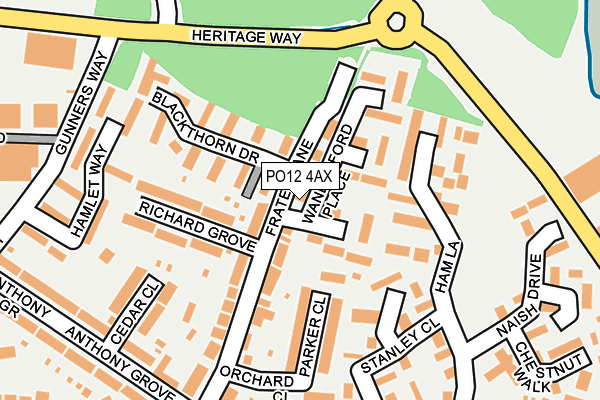 PO12 4AX map - OS OpenMap – Local (Ordnance Survey) PO12 4AX map - OS OpenMap – Local (Ordnance Survey)