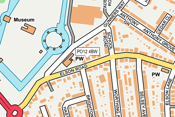 PO12 4BW map - OS OpenMap – Local (Ordnance Survey) PO12 4BW map - OS OpenMap – Local (Ordnance Survey)
