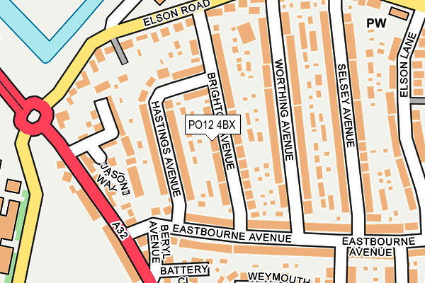 PO12 4BX map - OS OpenMap – Local (Ordnance Survey) PO12 4BX map - OS OpenMap – Local (Ordnance Survey)