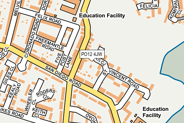 PO12 4JW map - OS OpenMap – Local (Ordnance Survey) PO12 4JW map - OS OpenMap – Local (Ordnance Survey)