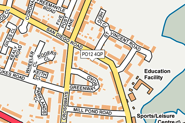 PO12 4QP map - OS OpenMap – Local (Ordnance Survey) PO12 4QP map - OS OpenMap – Local (Ordnance Survey)