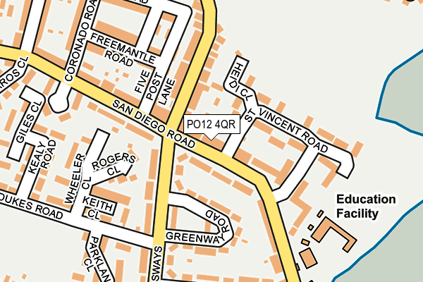 PO12 4QR map - OS OpenMap – Local (Ordnance Survey) PO12 4QR map - OS OpenMap – Local (Ordnance Survey)